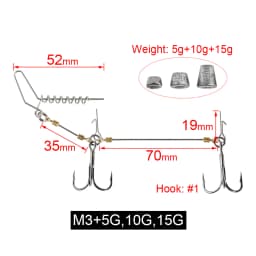 Spinpoler Multi-Depth Pike Stinger Rigs Fishing Hook #6 #1/0 #2/0 With Sinker Weight 5g 7g 10g 15g 20g Systerm Kit For Swimbait