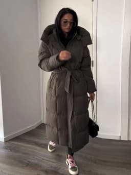 Hooded Lace up Long Jacket Woman Solid Color Zipper Long Sleeve Loose Coats Versatile Warm Minimalist Women's New Winter Jackets