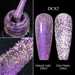 Mtssii Reflective Glitter Gel Pink Sparkling Sequins Gel Nail Polish Soak Off UV Nail Gel Semi-permanent Nail Art Decoration
