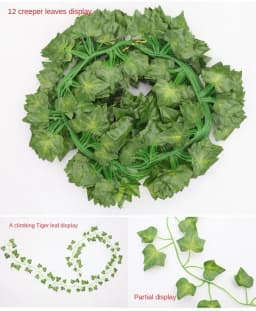 2.1M Artificial Plant Green Ivy Leaf Garland Silk Wall Hanging Vine Home Garden Decoration Wedding Party DIY Fake Wreath Leaves
