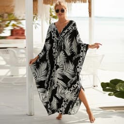 Plus Size Kaftan Dresses for Women Wave Neck Swimsuit Cover Up Caftan Dress Plus Size Oversized Long Beach Dress