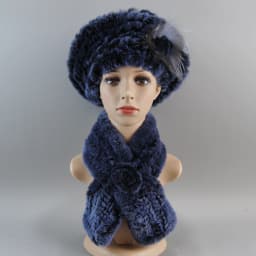 2026 New Winter Rex Rabbit Fur Hats Scarves Women Fashion 100% Genuine Knit Fur Caps Scarves Sets Lady Warm Real Fur Hat Muffler