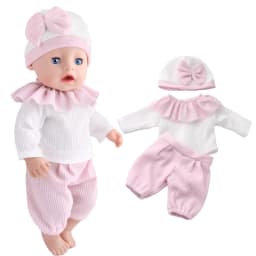 38cm doll clothes for 43cm Bebe doll boy clothes pants blue elephant set for 17" doll fur pajama