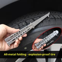 Unsharpened practice knife foldable tire cleaning hook screwdriver accessories stone remover rock digging tools butterfly knife