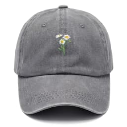 Embroidery Flowers Baseball Cap Washed Cotton Vintage Dad Hat Fashion Streetwear Hip Hop Adjustable Unisex Casual Summer Cap