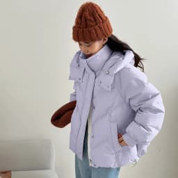 Thicken Warm Stand Collar Hooded Parkas Women Swinter Olid Color Long Sleeve Short Puff Parkas Zipper Button Cotton Padded Coats