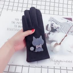 Winter Female Single Layer Warm Cashmere Full Finger Button Cycling Mittens Women Suede Leather Touch Screen Driving Gloves J23