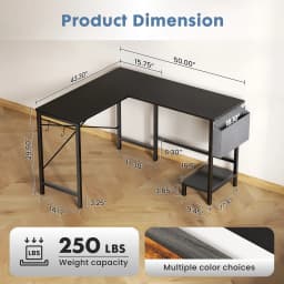 MCQ L Shaped Standing Office Computer Desk with Storage Bag and Side Hook Ergonomic Computer Corner Gaming Desk with PC Stand for Home Office Use Workstation