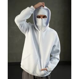 Men's Double Hat Mask Zipper Design Winter Windproof Hoodie Sports Jacket Outdoor Activities Hiking Travel Running Sweatshirt 