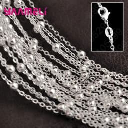 5PCS Wholesale Pure 925 Sterling Silver Charm Link Chain Necklace Jewelry with Strong Smooth Lobster Clasps 16-30 Inches