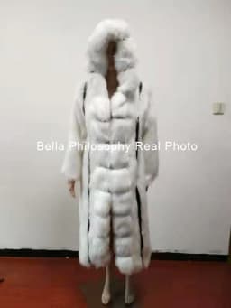 Winter Plus Size Longer Faux Fur Warm Coat Long Sleeve Coat Fox Fur Faux Fur Coat women's Long Hooded Fur all-in-one Fur Coat