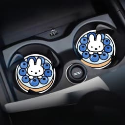 Cute Miffy Rabbit Creative Cartoon Pattern New Car Storage Slot Accessories, Personalized Fashionable Waterproof PU Coaster