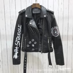 Print Faux Soft Leather Jacket Women Spring Fall Winter Pu Motorcycle Coat Black Punk Gothic Biker Rivet Pocket Outerwear