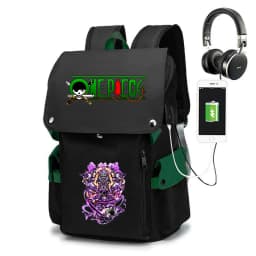 One Piece Zoro Print School Backpack Large Capacity Casual Daypack Travel Bag for Kids Teens