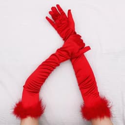52cm Feather Satin Retro Style Women Long Gloves Party Ball Christmas Cosplay Stage Performance Fashion Personality Elegant