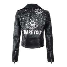 Women's PU Rivet Zipper Jacket, Shoulder Badge, Motorcycle Punk Rock Leather Coat, High Quality, Autumn Purchase