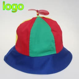 New Custom Logo Parent Child Cotton Helicopter Propeller Bucket Cap Outdoor Unisex Color Matching Sun Protection Fisherman Hat
