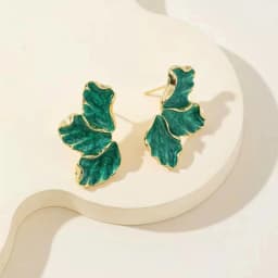 2PCSFashion Delicate Gold Plated Lrregular Back Earrings Heavy Design High Quality Cream Flower Earrings, The Best Family Gift F