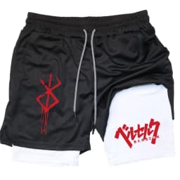 Anime Berserk Performance Shorts Men 2-in- Running Compression Shorts Training Yoga Gym Sportswear Workout Shorts with Pockets
