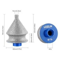 LOZLIN Diamond Chamfer Reaming Bit M14 5/8-11 for Porcelain Tile Ceramic Marble Granite Hole Enlarging Edge Trimming & Grinding