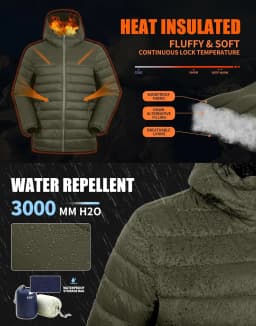 Pioneer Camp Men's Lightweight Packable Puffer Jacket with Hood Warm Puffy Winter Jacket Coat Insulated for Ski Hiking Travel