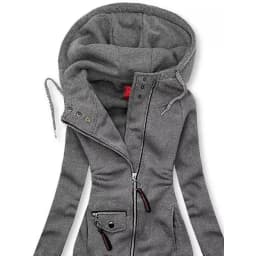 Slimming Printed Hoodie Women's Drawstring Long Sleeve Thickened Polyester Fiber Commute Style Cardigan Sweater