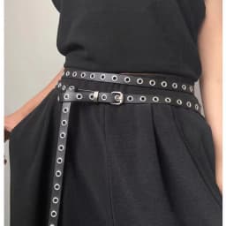 Women's American Vintage Belt New Double Loop Chain Rivet Eyelet Buckle Leather Belt Punk PU Leather Belts Rock Unique