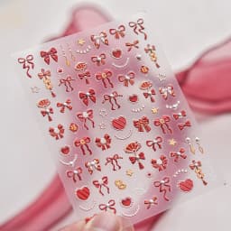 5D Relief Finely Crafted White Black Pink Lattice Lace Stripe Love Bow Adhesive Nail Art Stickers Decals Manicure Beauty Charms