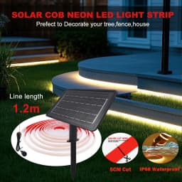 DC24V Solar Powered COB Neon LED Strip IP68 Waterproof 320Leds/M Flexible Adhesive Ribbon Rope Light Home Garden Linear Lighting