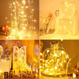 1/5/10Pcs Battery LED String Lights Copper Silver Wire Garland Light Waterproof Fairy Lights Party Decoration Christmas Wedding