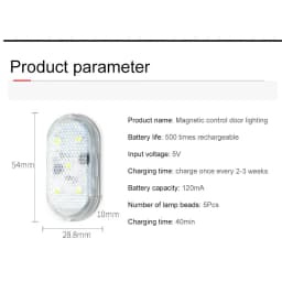 2-pack Led Car Door Light Car Interior USB Rechargeable Wireless Magnetic Switch Night Lamp LED Car Door Signal Welcome Lighting