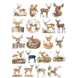20pcs Cute Retro Forest Elk, Sika Deer Stickers DIY Scrapbook Diary Decoration Album Style Stationery Vintage Journal Supplies