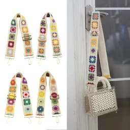 New Fashion Crochet Flower Bag Strap Wide Adjustable Shoulder Bag Strap DIY Knitted Bag Accessories Ethnic Embroidery Purse Stra
