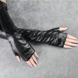 [EAM] Women Black Long Elegant Gloves New Pu Leather Personality   Fashion Tide All-match Spring Autumn 2026 1DH1981