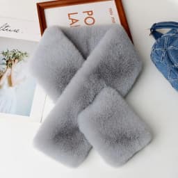 Cute Solid Color Cross Scarf Thicken Faux Rabbit Fur Neck Scarf Neck Warmer Girls