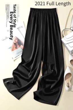 High Waist Silk Drape Straight Leg Pants Women's Casual Trousers Elegant Draped Straight Pants High Waist Silk Pants