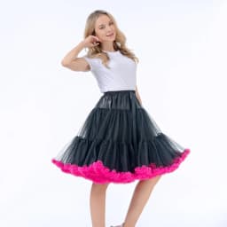 Skirt Length 55cm Women Tutu Skirt Solid Fluffy Tulle Princess Ball Gown Pettiskirt Ladys Ballet Party Performance Dress PP008