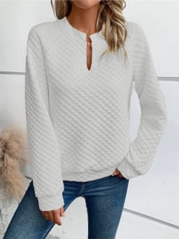 Long Sleeve Hoodie Casual Mid Length Elegant Commute with No Hood Pullover V Neck Patchwork Regular Sleeve Women Sweatshirt