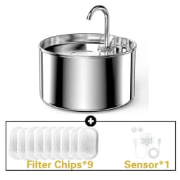 ZYFeeder 2.2L Automatic Cat Water Fountain Square Stainless Steel Bowl Pet Water Feeder Dog Water Fountain Silent(No 5V 1A Plug)