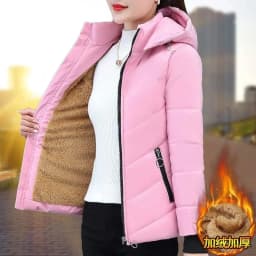 Women'S Short Winter Lambswool Down Cotton Jacket 2025 New Plus Velet Warm Cotton Coat Korean Loose Hooded Parkas Outerwear