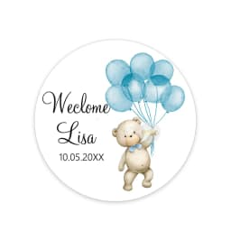 Custom Welcome Baby Hot Air Balloon Animals Birthday Party Labels Favors Round Sticker Baby Shower Personalise Travel Sticker