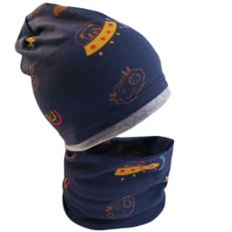 New Good Cotton Children Hat Scarf Set Panda Spacecraft Autumn Winter Hat for Boys Warm Children Beanies Baby Neck Scarf Collar