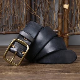 3.8CM Thick Cowhide Copper Buckle Top Grain Genuine Leather Casual Jeans Belt Men High Quality Retro Luxury Male Strap Cintos