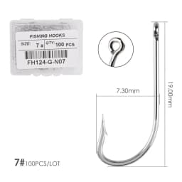 100pcs Silver Hooks High Carbon Steel Big Long Shank Fishing Hooks Sea Pint Hook Fishhook Set with Eyes Barb Fishing Accessories