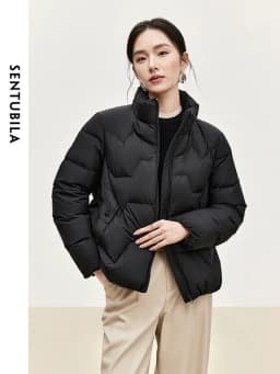 SENTUBILA Women's Short Down Puffer Jackets 2026 Light Weight Stand Neck Zipper Winter Duck Down Coat Female Clothing W44Y56637