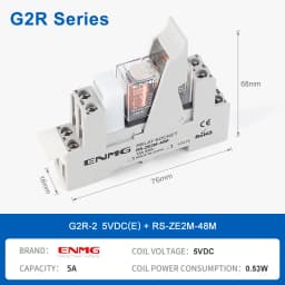 ENMG DIN-Rail 2NO2NC G2RL-1-E Thin Relay 16A Small Electromagnetic G2RL-2 DC 24Vdc Input State LED Indicator Transient Unipolar