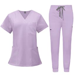 Short Sleeve V-neck Tops+jogger Pants Set Scrubs Uniform Suit Nursing Uniform Women Multicolor Pet Doctor Scrub Medical Workwear