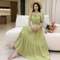 Summer New Cotton Silk Floral Print Maxi Dr ort Sve Beachwear High Waist Young Women's Large Skirt Swing Dr