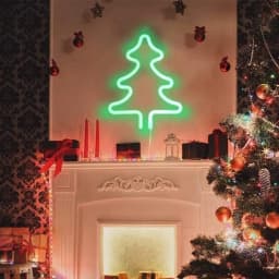 1pc Christmas Tree Neon Sign Light With Elk & Christmas Sock & Christmas Tree For Outdoor Garland Garden Windows Curtain Decor