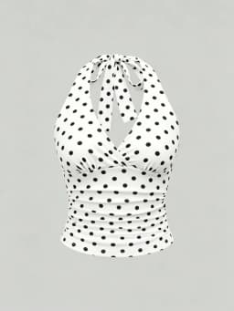 Solid V-neck Backless Halter Crop Top for Women Summer Sexy Y2K Sleeveless Ruched Top Streetwear